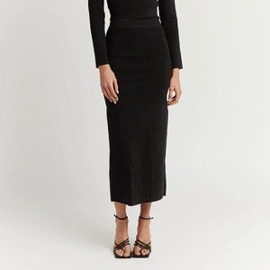 NWT LIZZIE BLACK KNIT MIDI SKIRT - 2 / BLACK